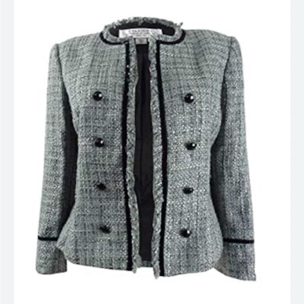 Tahari by ASL Arthur S.‎ Levine Boucle Open Jacket Frayed Trim